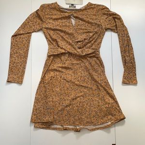 yellow long sleeve floral dress